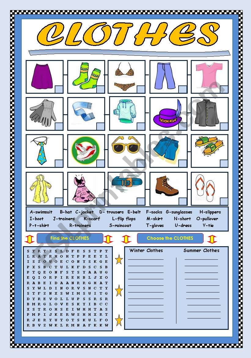 CLOTHES worksheet