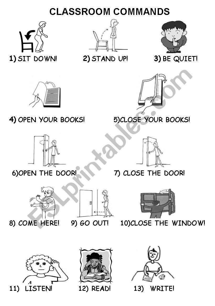 clasroom commands worksheet