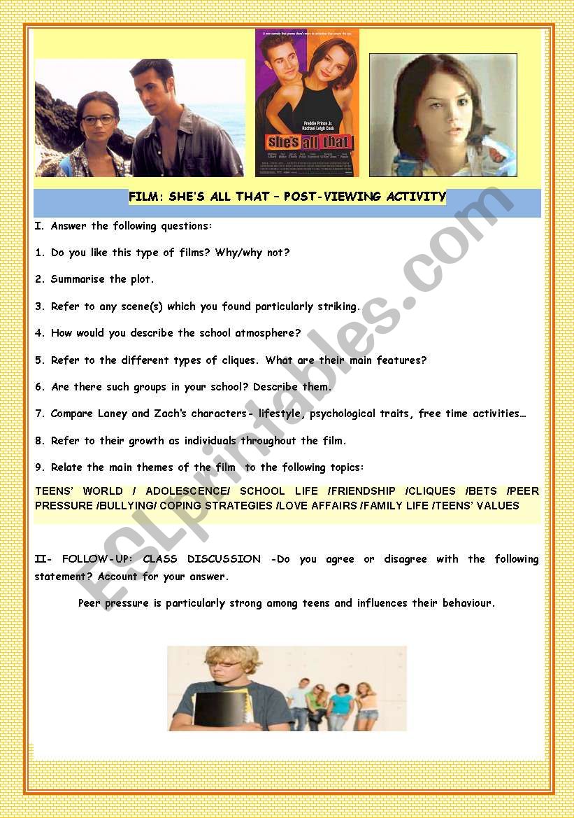MOVIE : SHEÂ´S ALL THAT worksheet