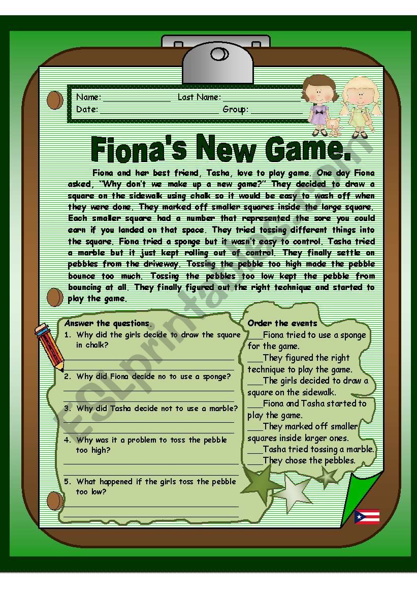 fionas new game  worksheet