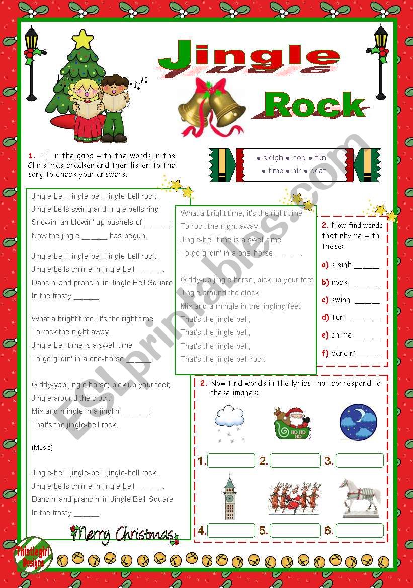 Jingle Bell Rock - ESL worksheet by Cassy