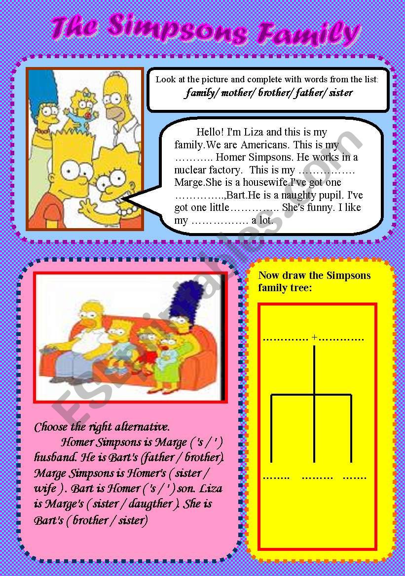 T he Simpsons Family worksheet