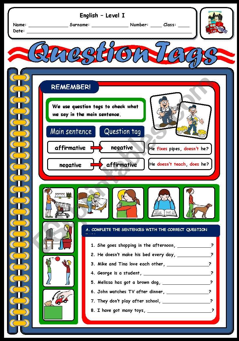 QUESTION TAGS worksheet