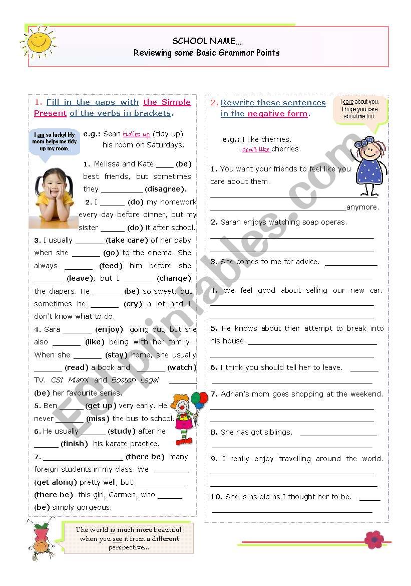 Reviewing Basic Grammar Points series (7) -  The Simple Present (all forms)