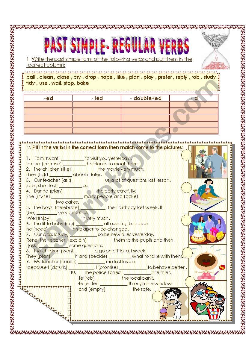 Past Simple-Regular verbs worksheet