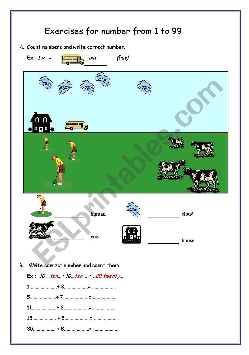 numbers exercises worksheet