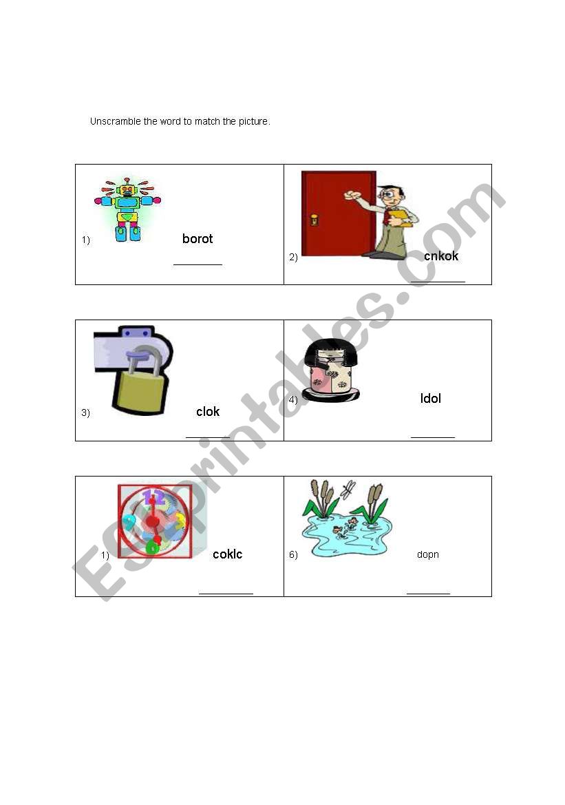 Unscramble the Short O Sound worksheet