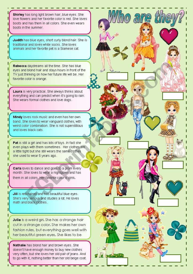 Who are they? - reading comprehension + conversation (fully editable)