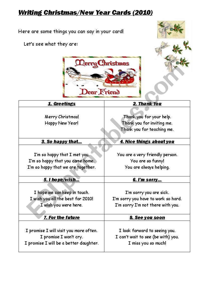 Writing Holiday Cards worksheet