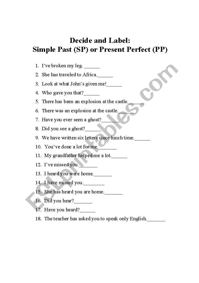  Identify Simple Past Vs. Present Perfect