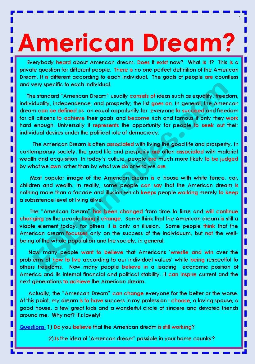 political speech analysis example american dream