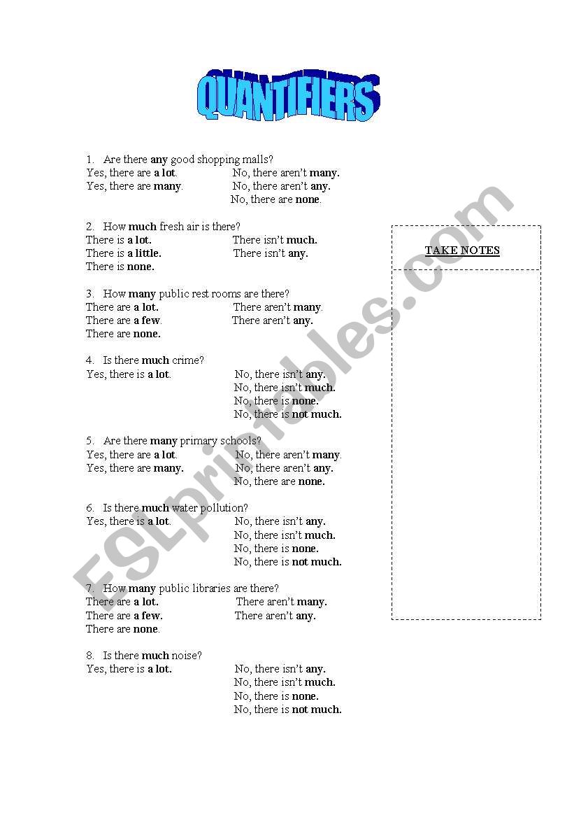 QUANTIFIERS worksheet