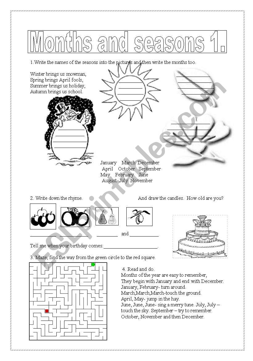 Months and seasons 2/1. worksheet