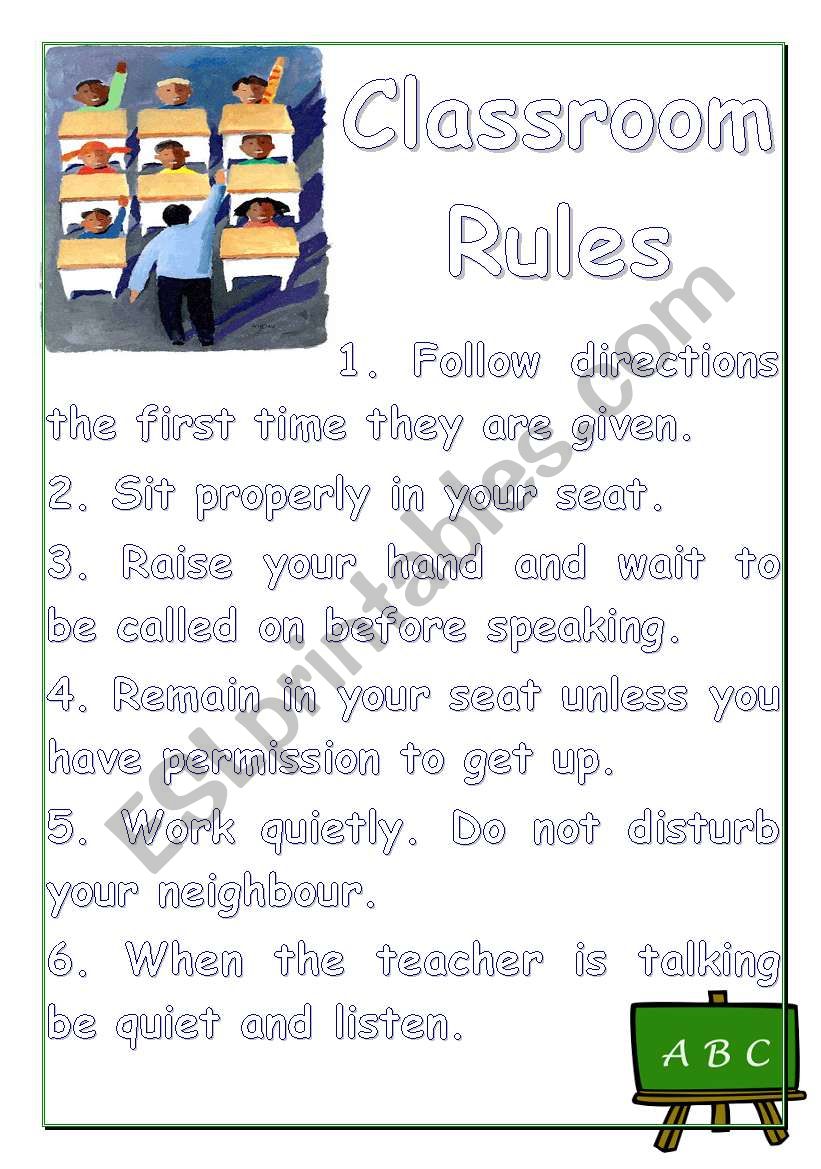 Classroom rules worksheet