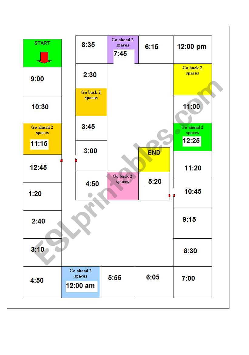 Board game hours worksheet