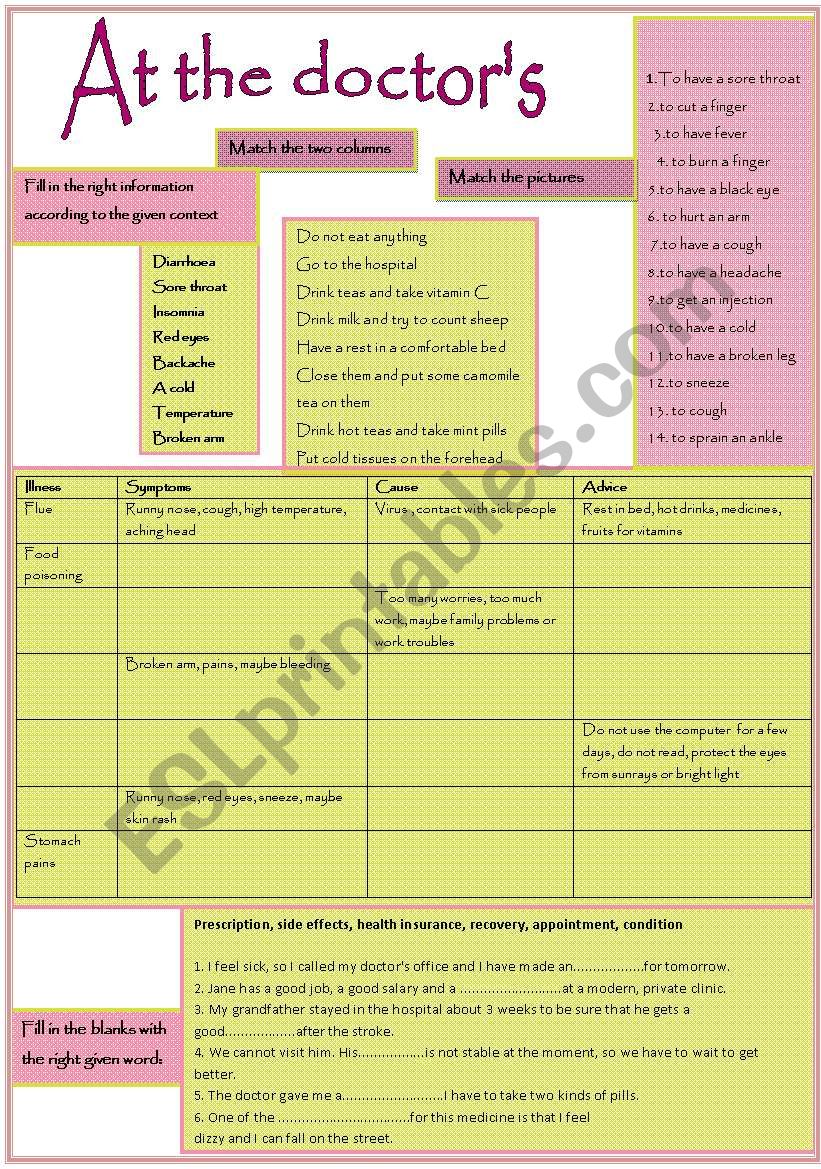 At the doctors  worksheet