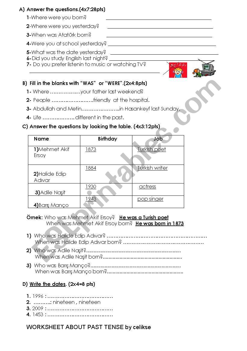 past tense worksheet