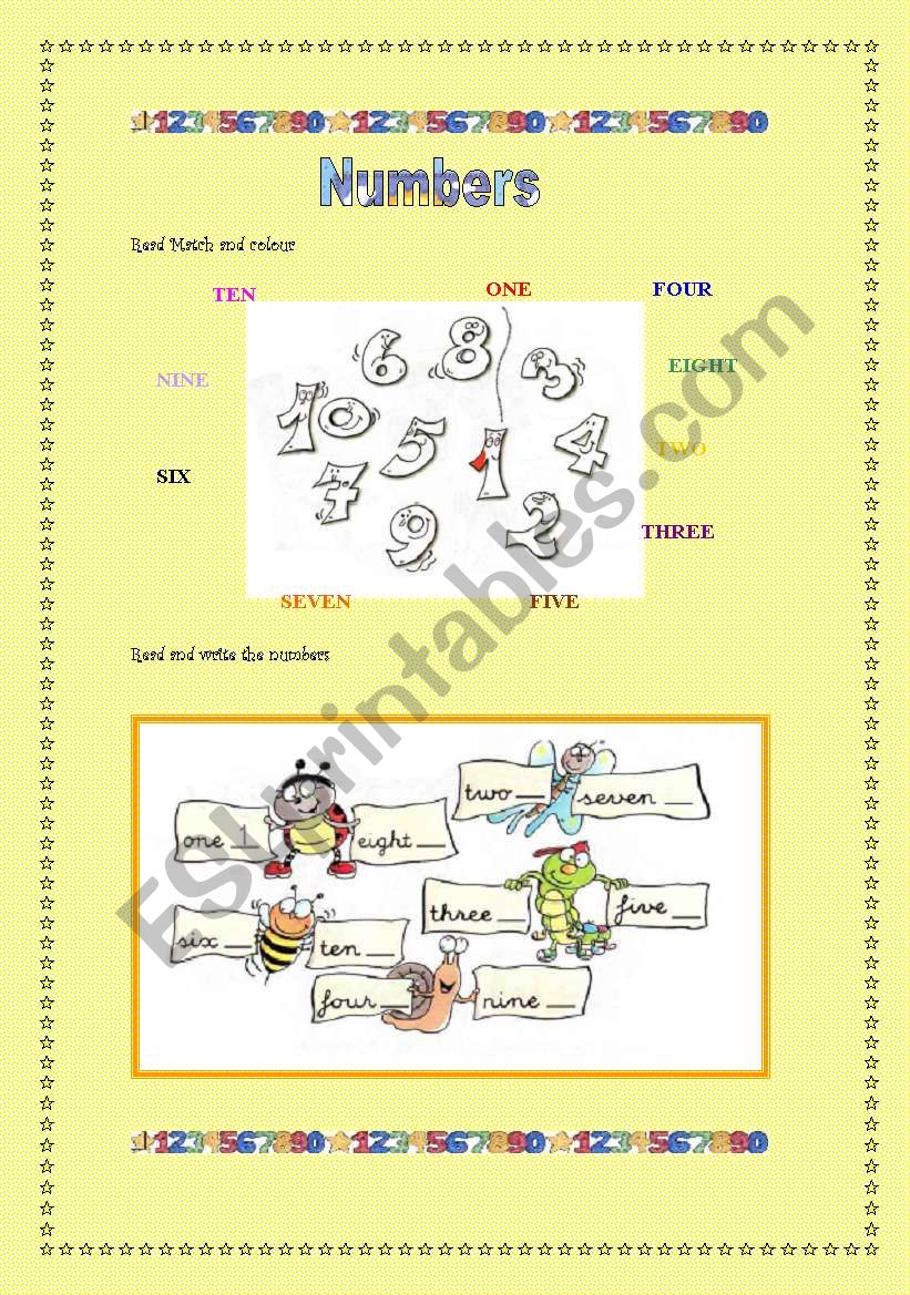 Numbers 1 to 10 worksheet