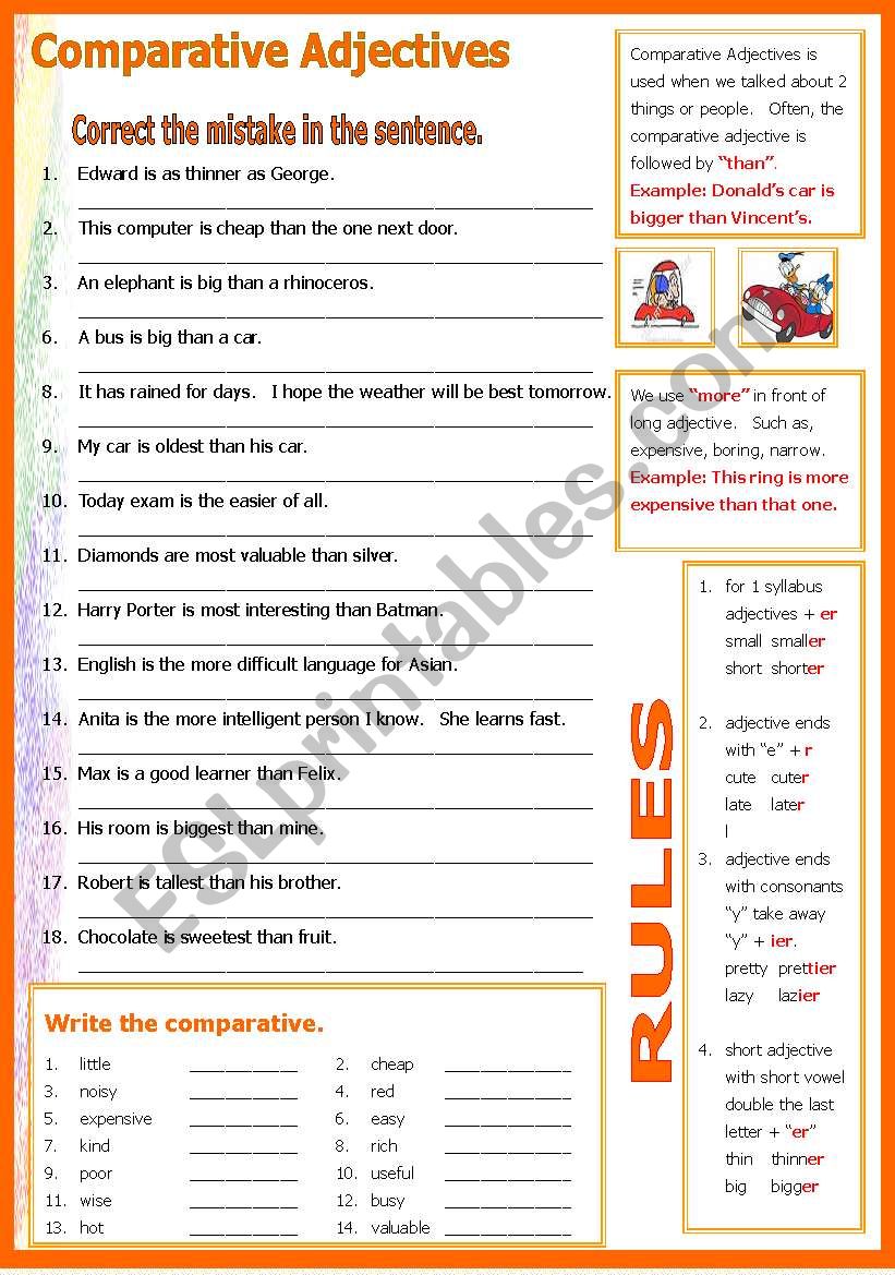 Comparative Adjectives worksheet