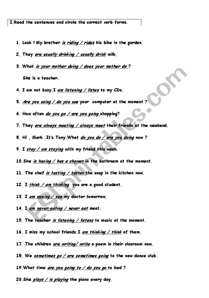 present simple worksheet