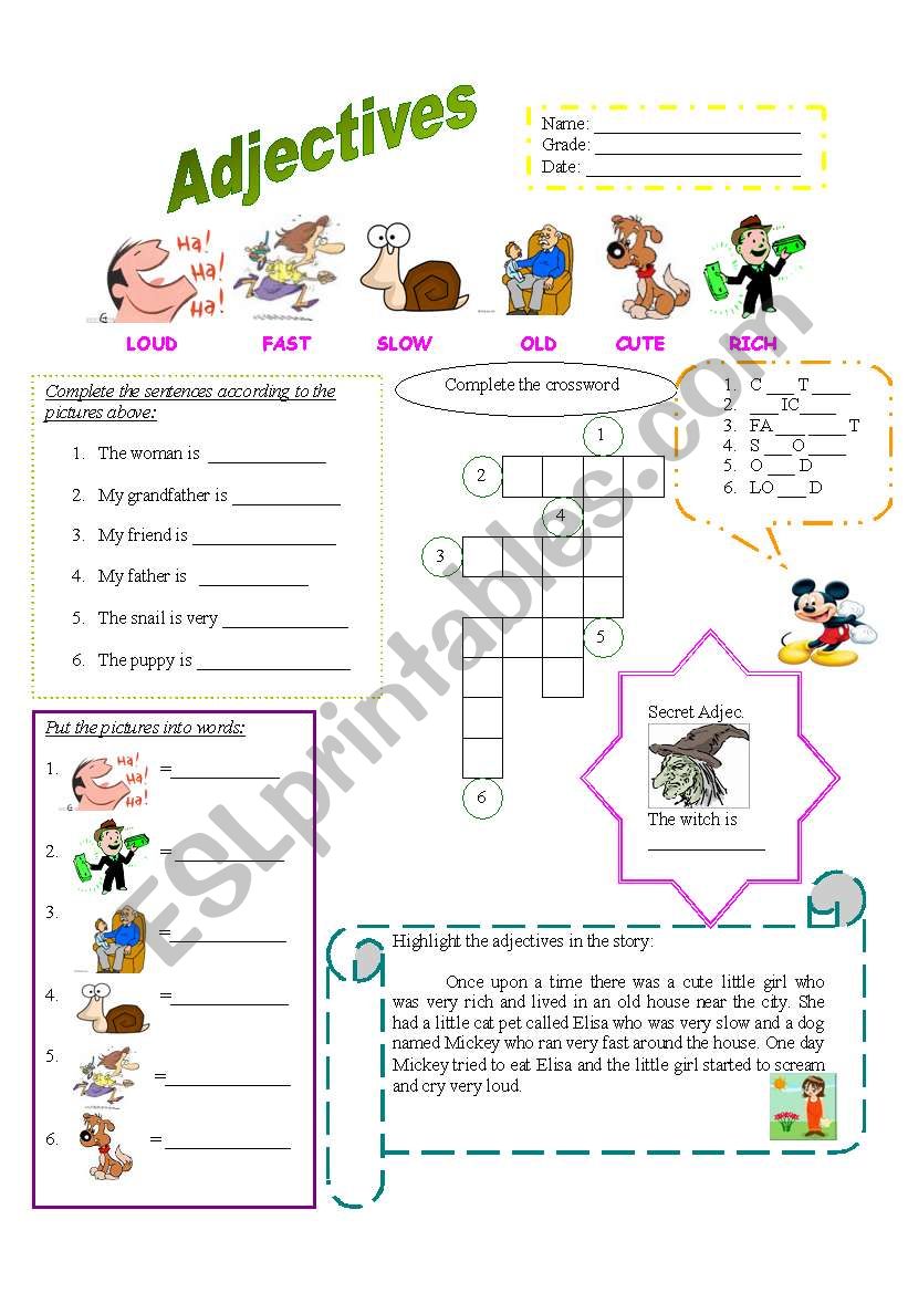 Adjectives worksheet