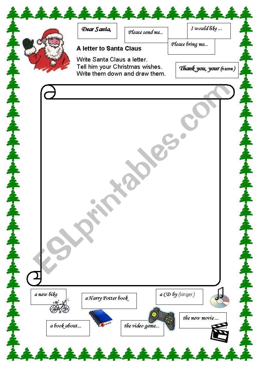 A Letter to Santa Claus worksheet