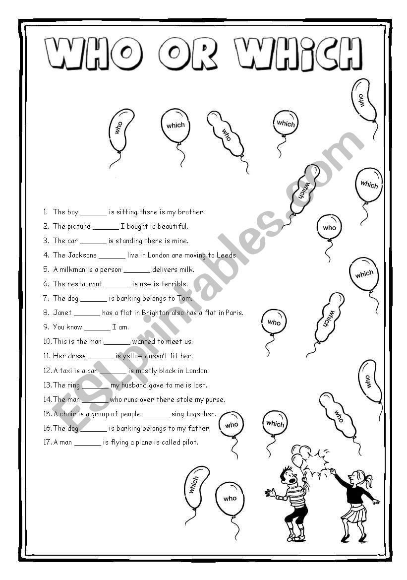 who or which worksheet