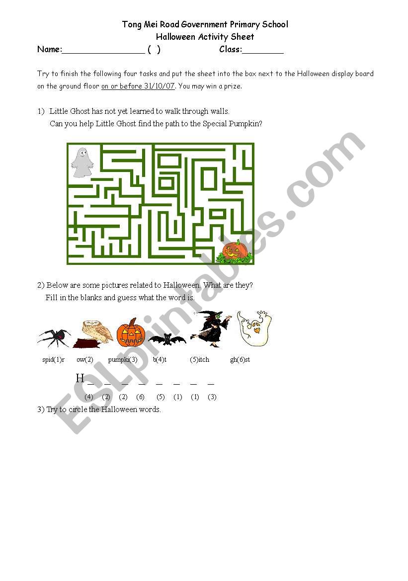 Halloween Games worksheet
