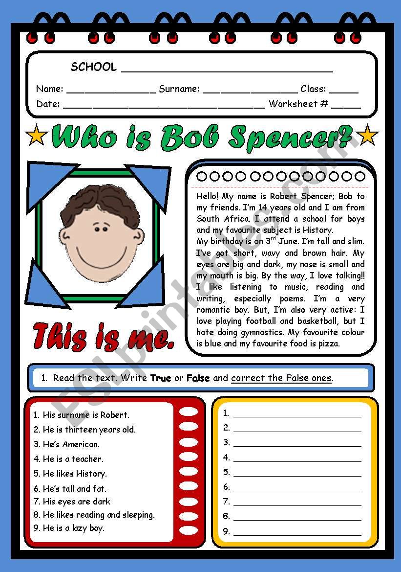 WHO IS BOB SPENCER? (2 PAGES) worksheet