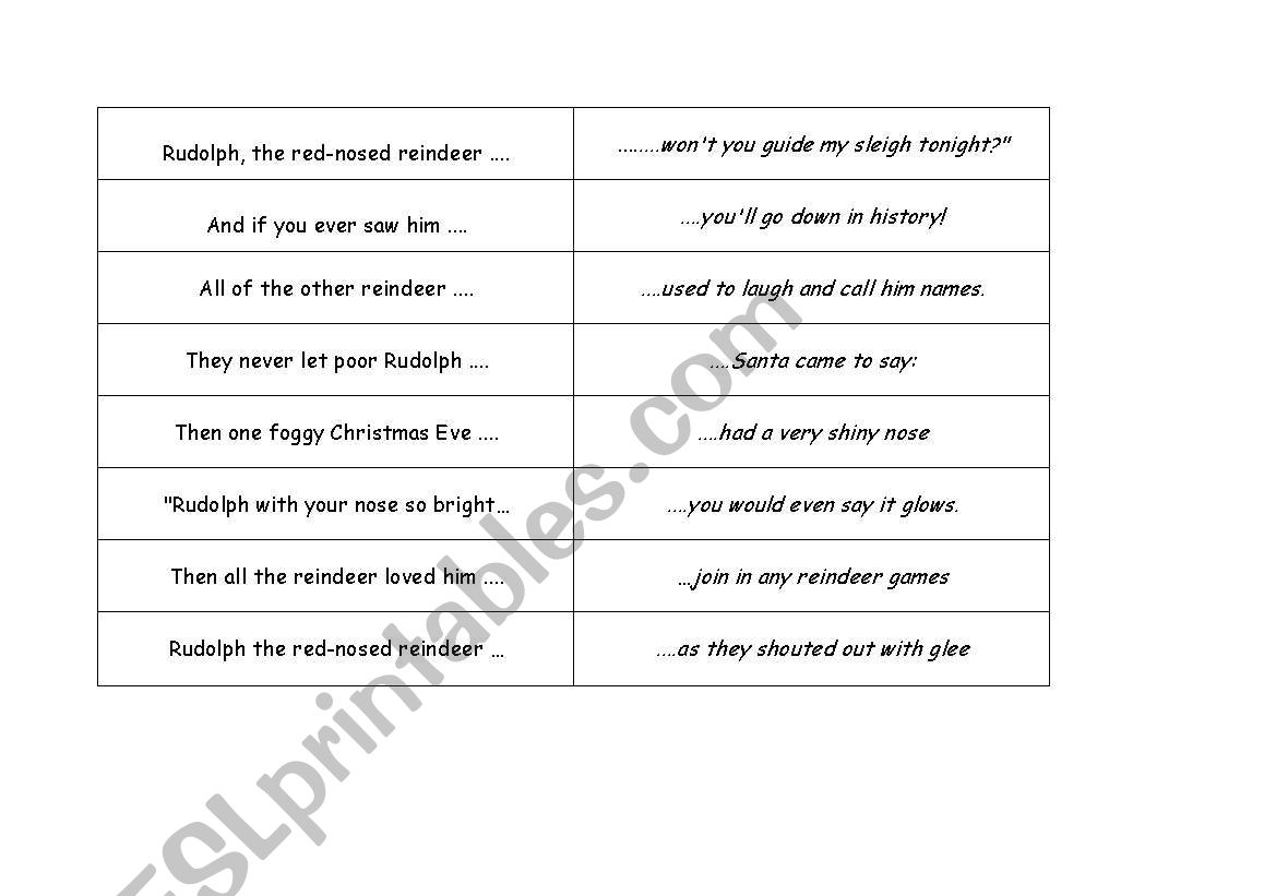 rudolph broken sentences worksheet