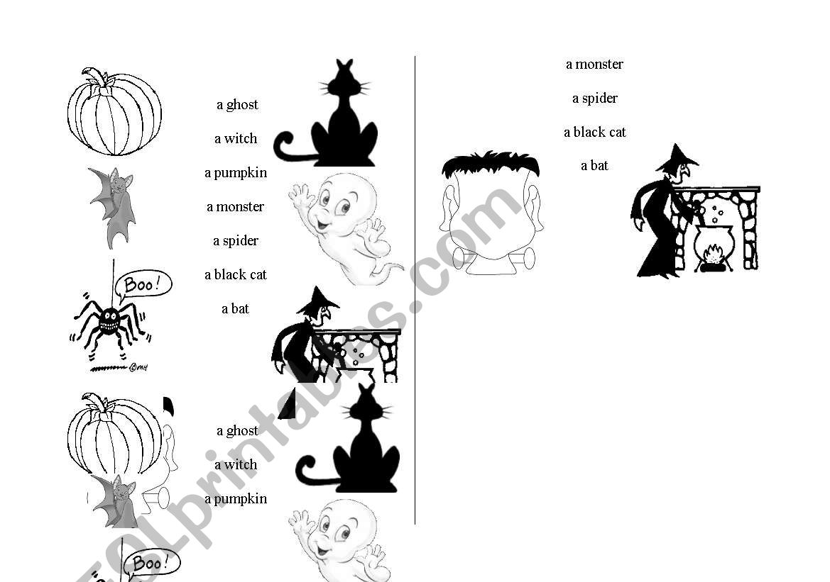 Halloween matching activity worksheet