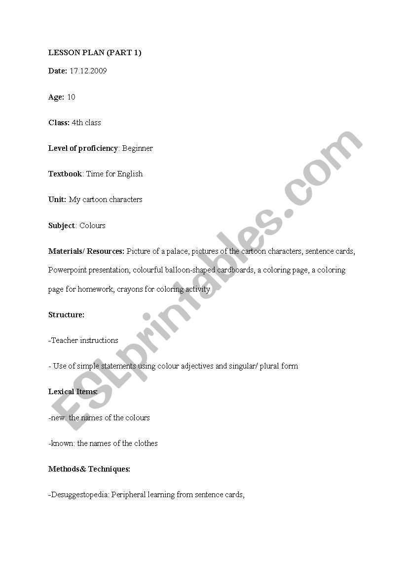 Lesson Plan worksheet