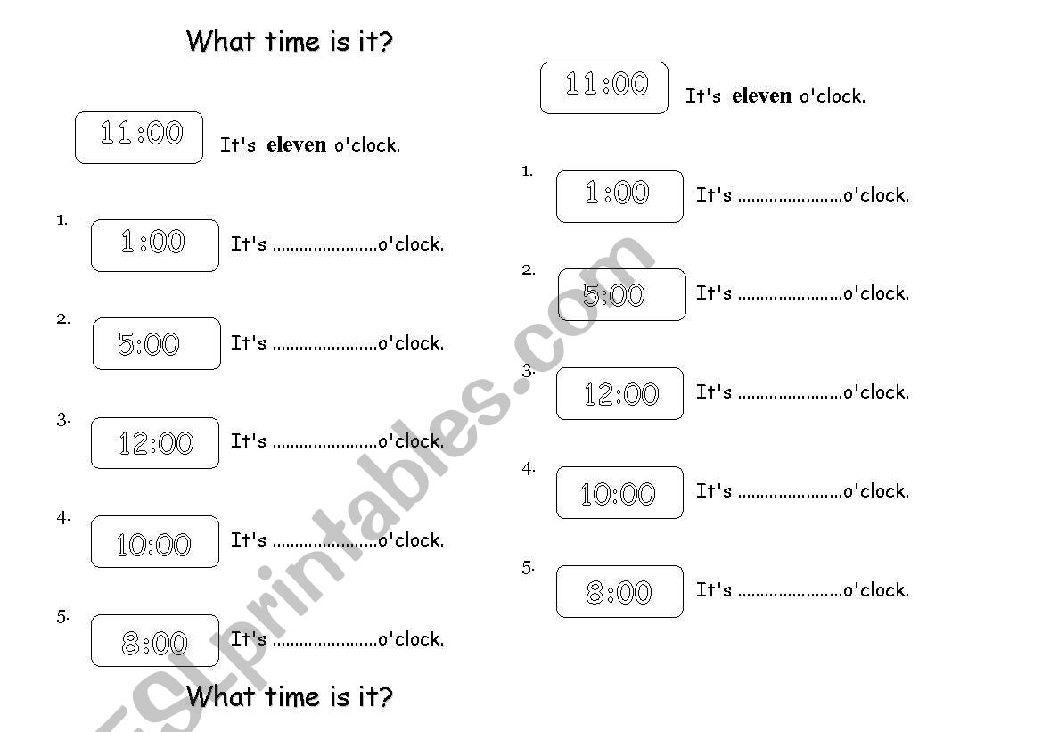 What time is it? worksheet