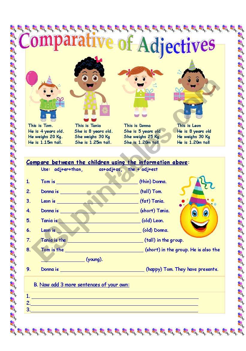 Comparisons of Adjectives worksheet