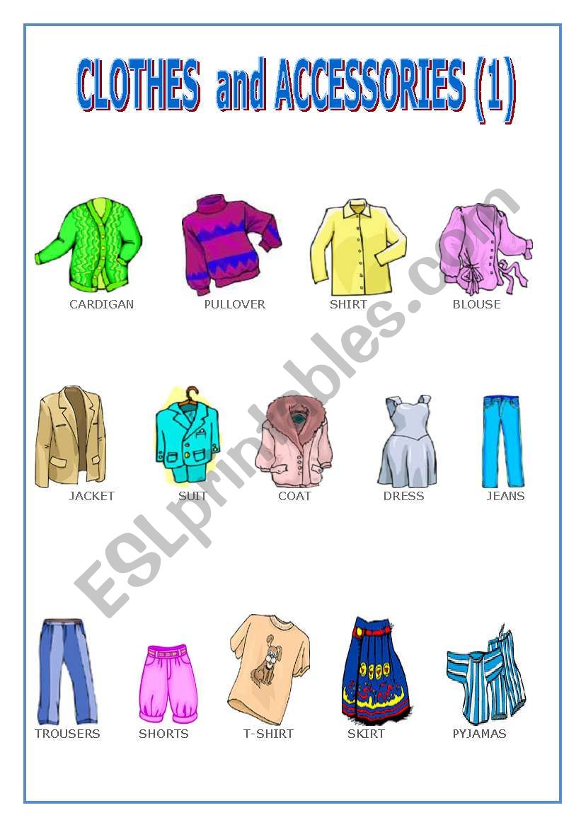 CLOTHES AND ACCESSORIES 1 worksheet