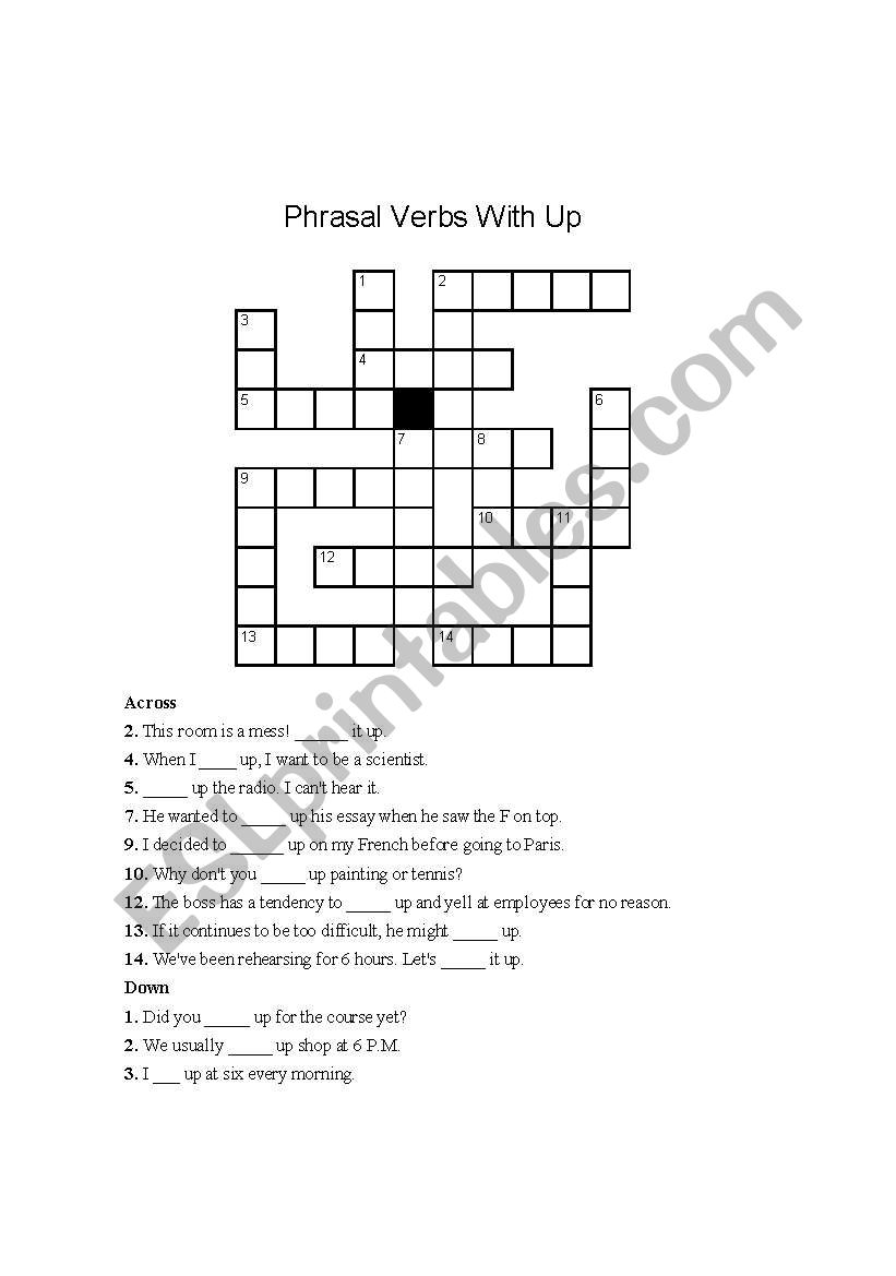 Crossword_Phrasal verbs with up