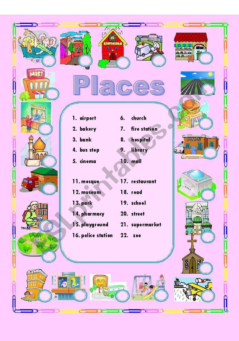 Places worksheet