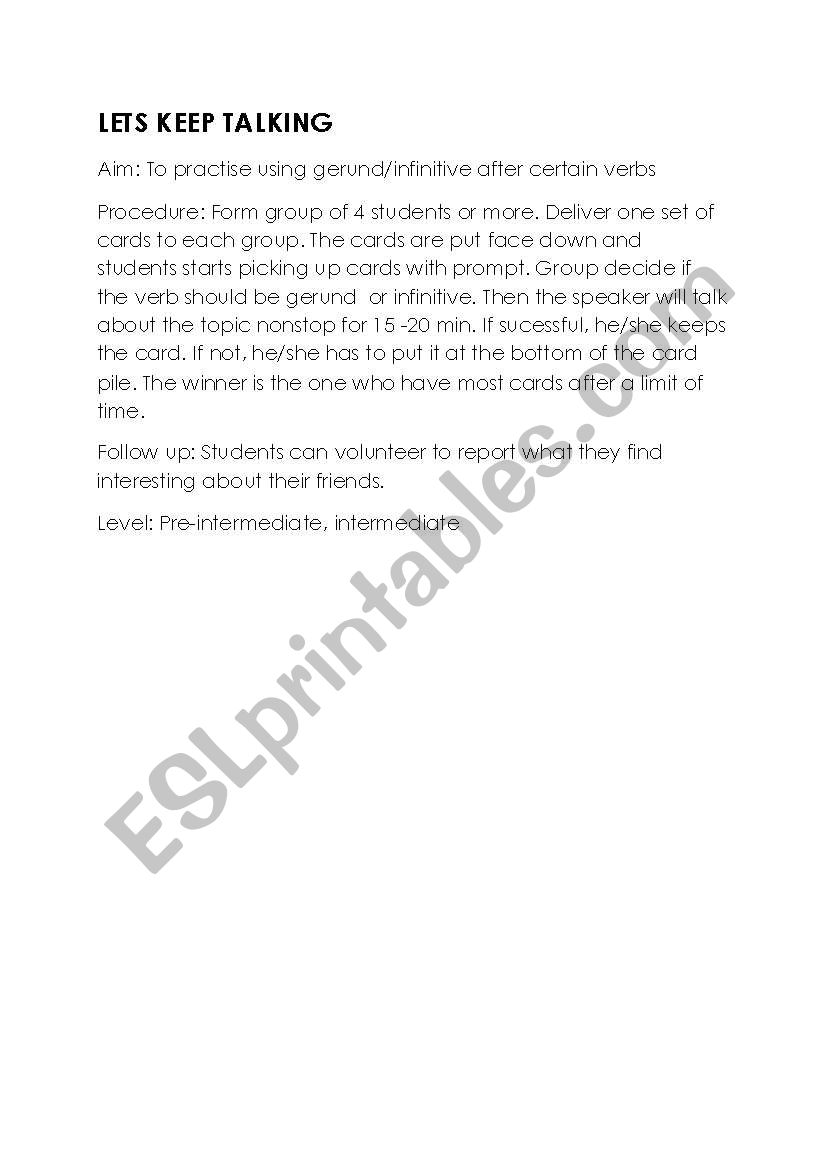 Lets keep talking worksheet