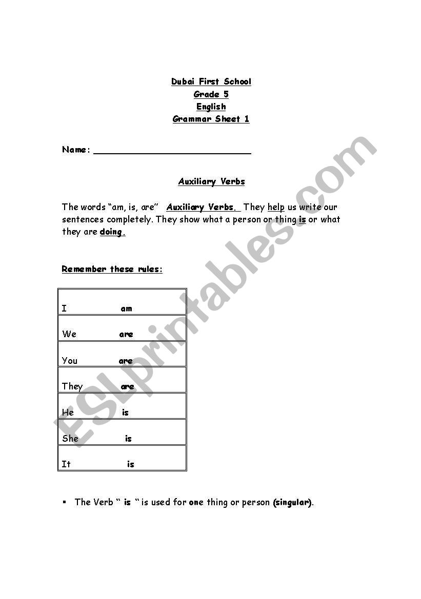 auxiliary verbs worksheet