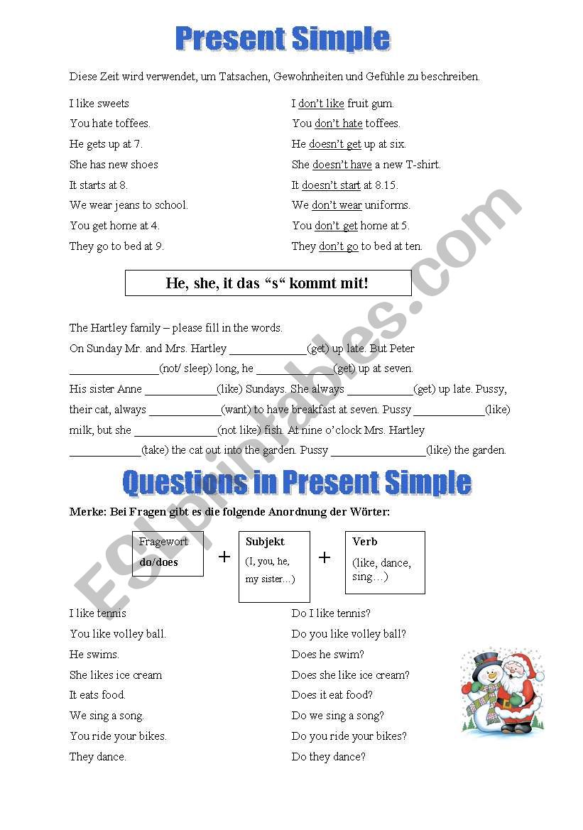 Present Simple - questions in present simple