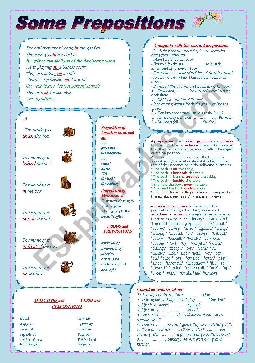 some prepositions worksheet