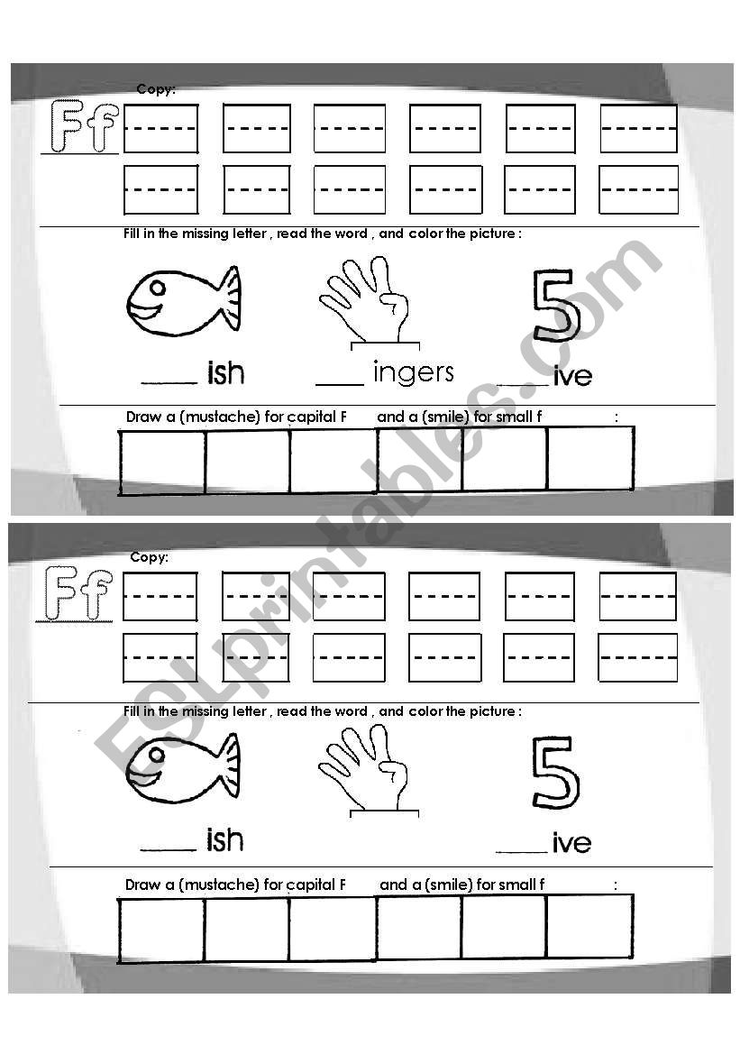 Letter F worksheet