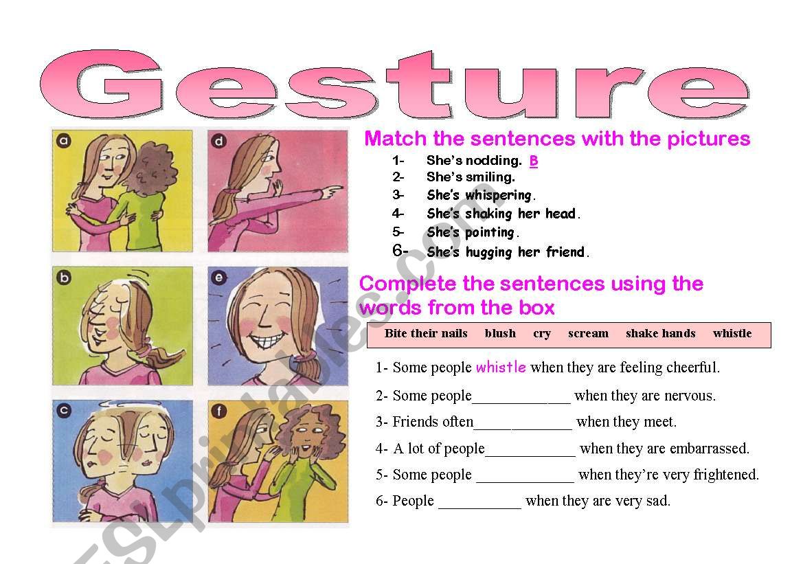Gestures worksheet