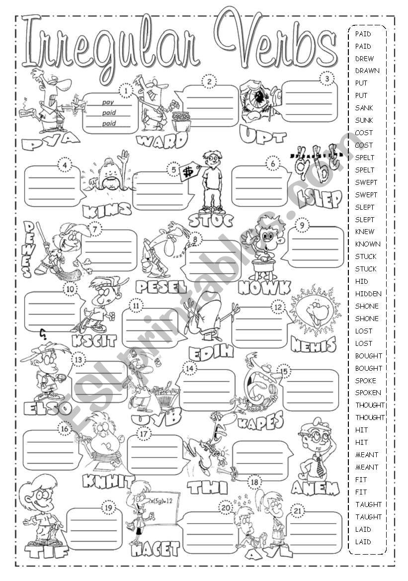 Irregular Verbs Pictionary 4 worksheet