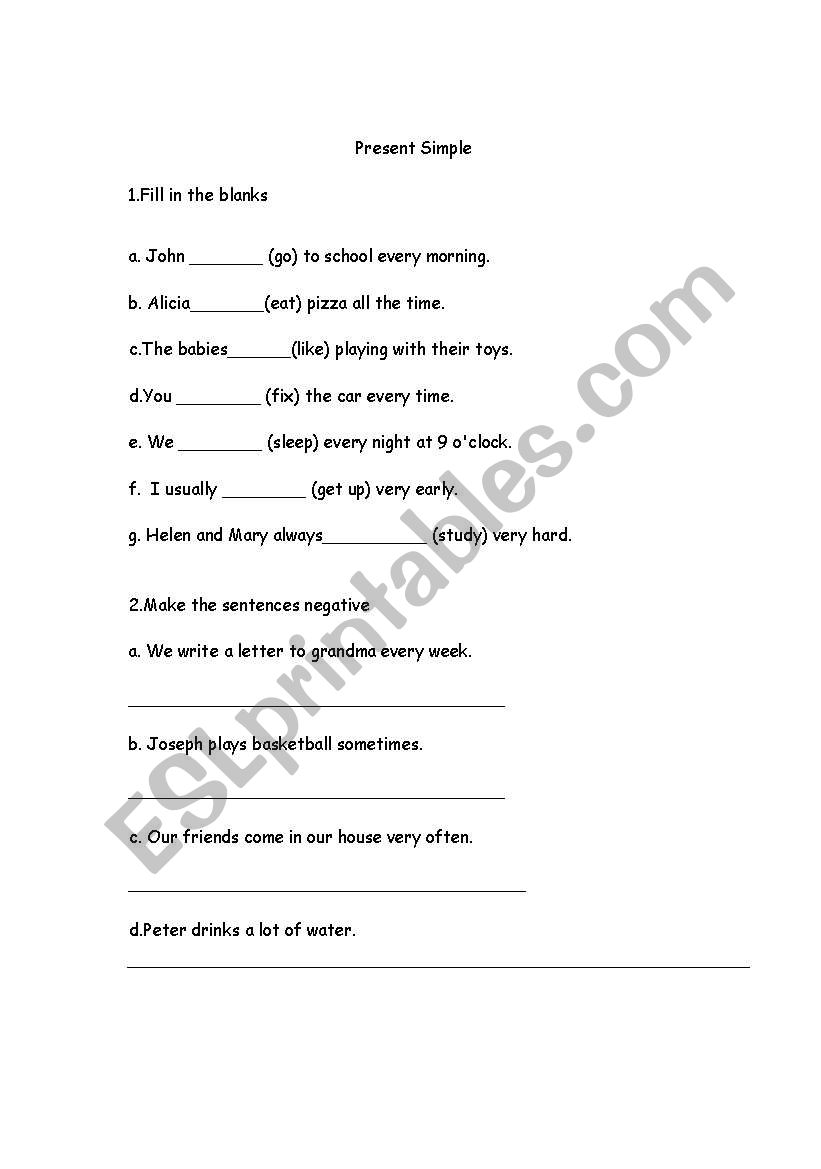 Present Simple worksheet