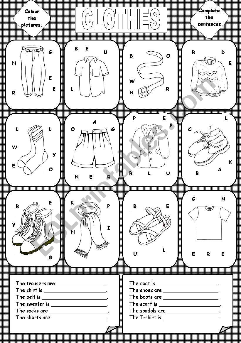 CLOTHES worksheet