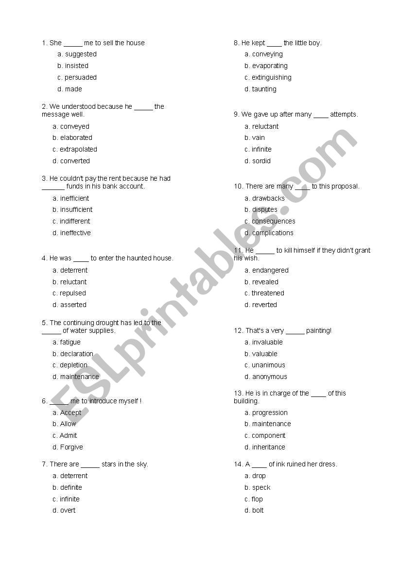 ECPE Michigan Proficiency Vocabulary Test 3