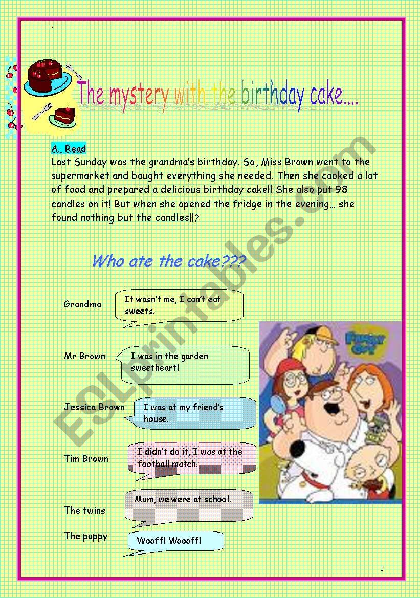 Who ate the cake?? worksheet