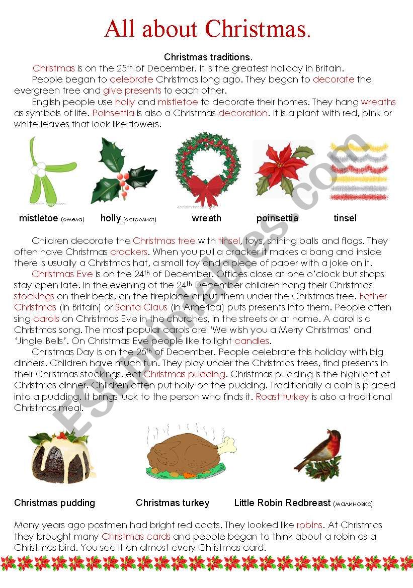 All about Christmas worksheet