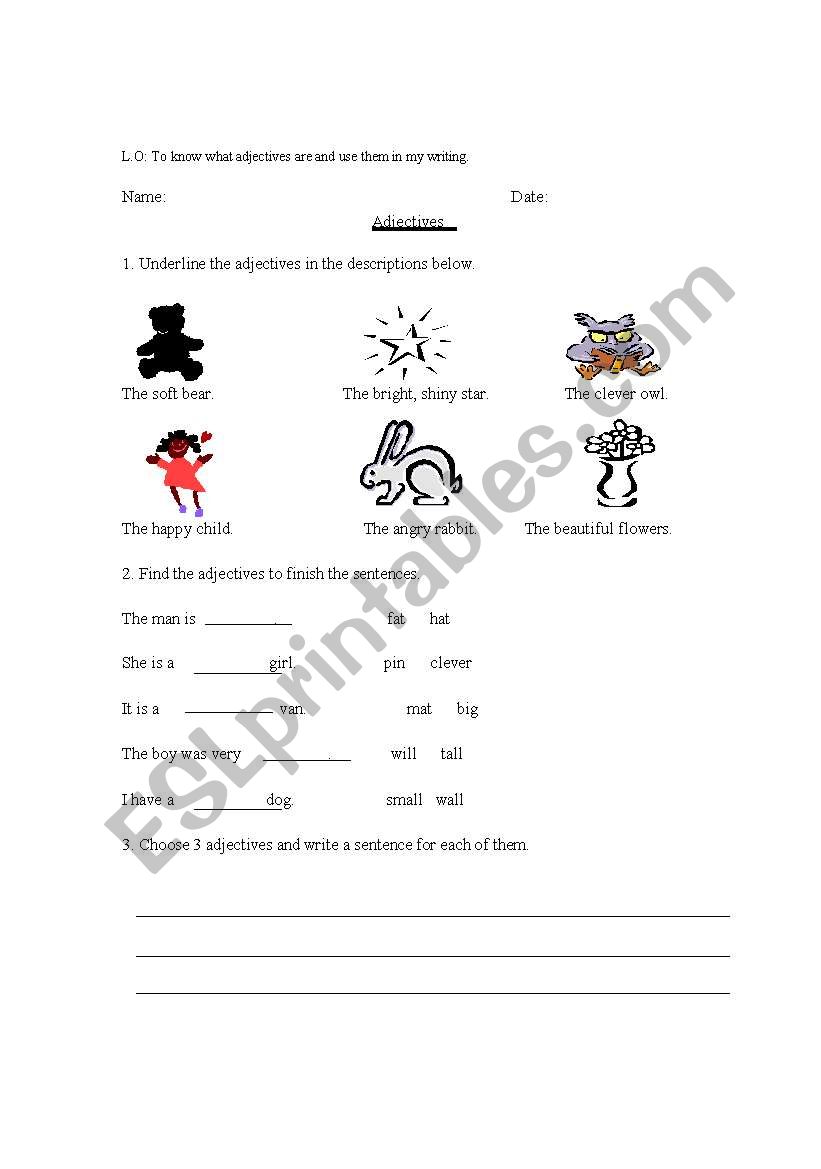 adjectives worksheet